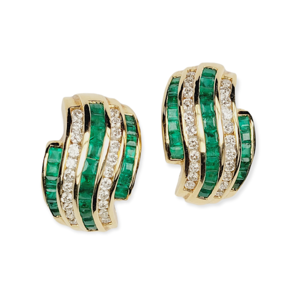 Emerald and diamond earrings SKU: 5690 DBGEMS - image 2