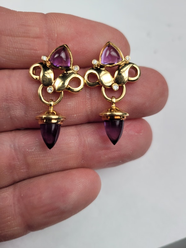 Cool amethyst gold drop earrings SKU: 5686 DBGEMS - image 3