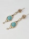 Antique gold pearl and turquoise drop earrings SKU: 5685 DBGEMS - image 4