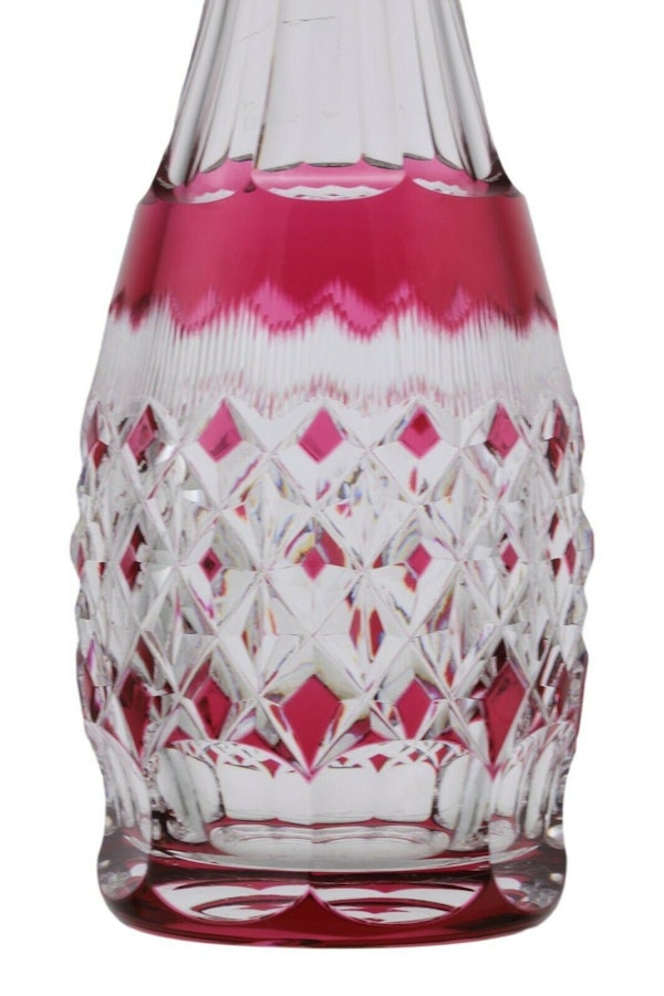 VAL St LAMBERT Crystal -Tall Cranberry / Pink Decanter / Decanters - 16 1/2" - image 2