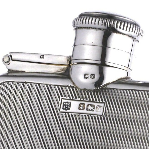 Sterling Silver - HIP FLASK - Charles S Green & Co Engine Turned 1948 - image 4