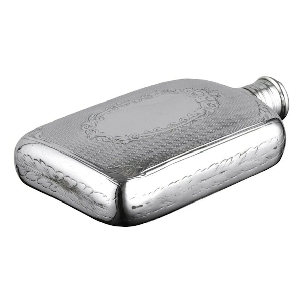 Sterling Silver - Engine Turned HIP FLASK - Charles Green & Son - 1872 - image 4