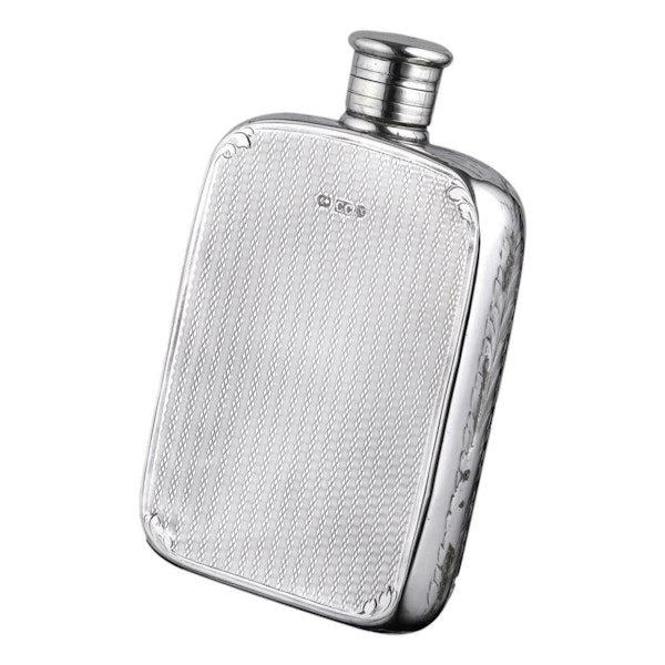 Sterling Silver - Engine Turned HIP FLASK - Charles Green & Son - 1872 - image 3