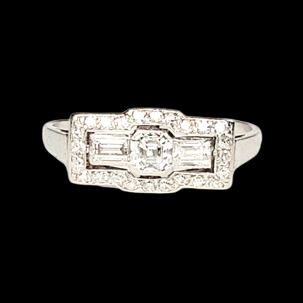 Art deco asscher cut and baguette diamond engagement ring SKU: 5709 DBGEMS - image 2