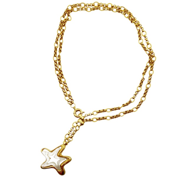 1970s Vintage 'STAR' Necklace 18k Gold and Mother-of-Pearl - image 1