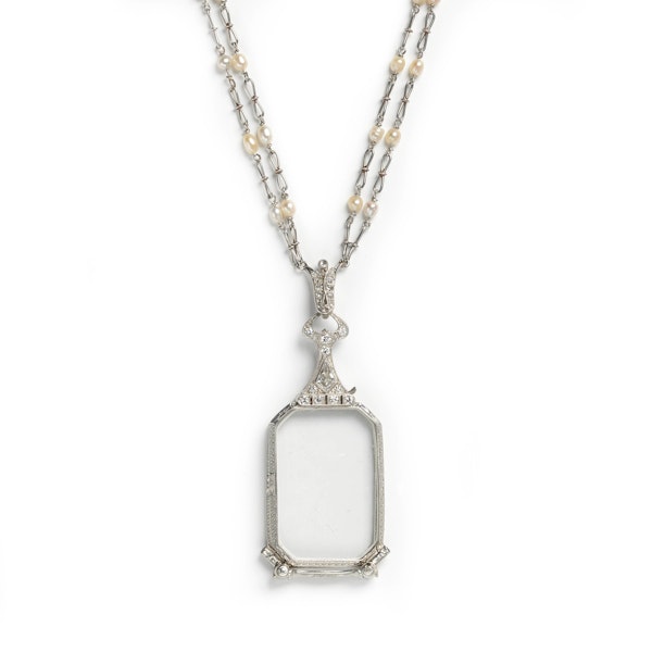 Durand & Co. Art Deco Diamond, Pearl And Platinum Lorgnette And Chain, Circa 1930 - image 4
