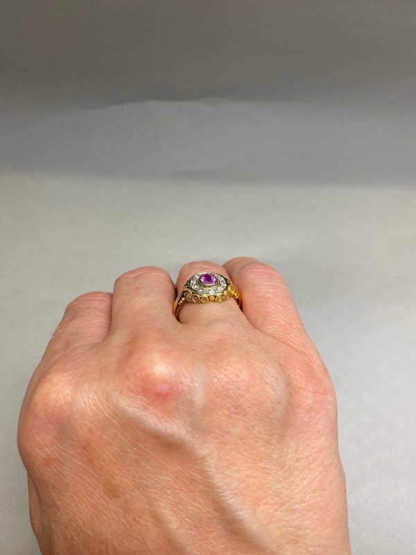 Pink Sapphire Diamond Ring in 18ct Gold & Platinum date circa 1930, Lilly's Attic since 2001 - image 2