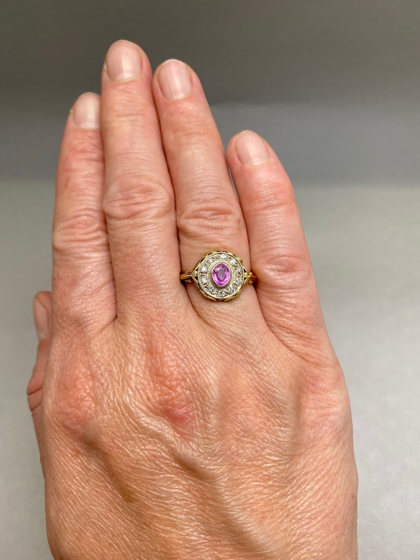 Pink Sapphire Diamond Ring in 18ct Gold & Platinum date circa 1930, Lilly's Attic since 2001 - image 3