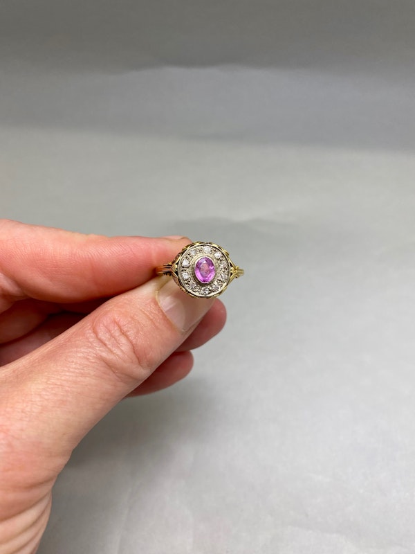 Pink Sapphire Diamond Ring in 18ct Gold & Platinum date circa 1930, Lilly's Attic since 2001 - image 5