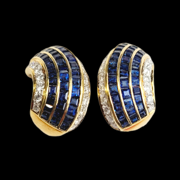 Calibre sapphire and diahoop earrings SKU: 5753 DBGEMS - image 2