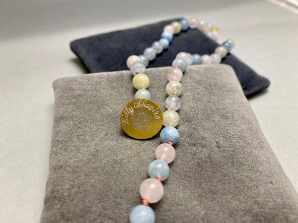 Aquamarine Rose Quartz Agate Bead Necklace by LILLY SHAPIRO date London 2022, Lilly's Attic since 2001 - image 7
