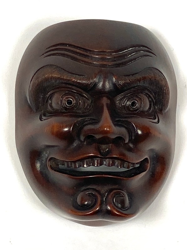 Signed Wood mask Netsuke - image 2