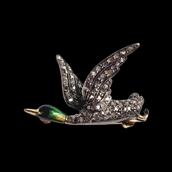 Antique enamel and diamond duck brooch SKU: 5769 DBGEMS - image 3