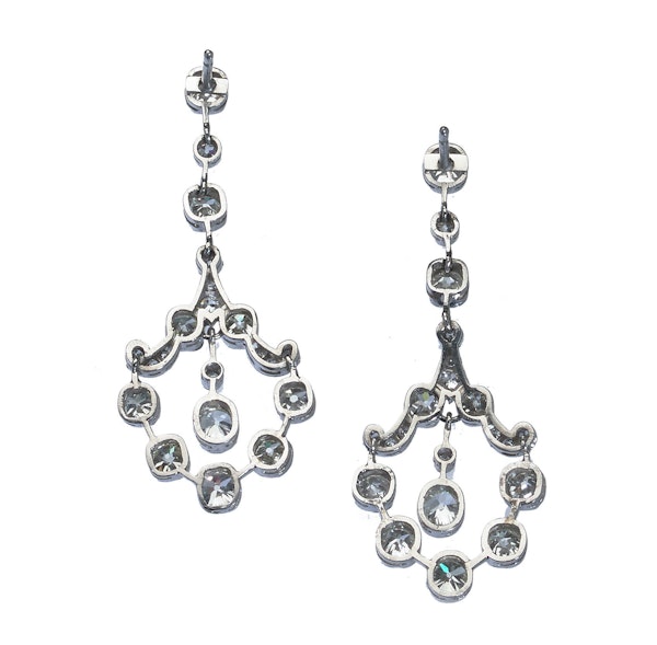 Art Deco Style Diamond And Platinum Drop Earrings, 5.80ct - image 3