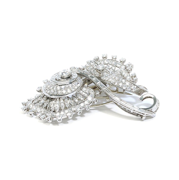 French Art Deco Diamond and Platinum Double Clip Brooch, Circa 1930 - image 4