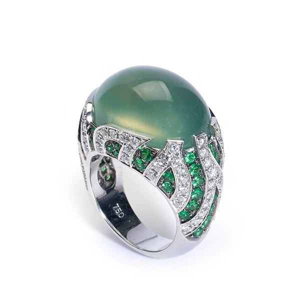 Prehnite Diamond And Green Garnet Cocktail Ring, Circa 2000 - image 2