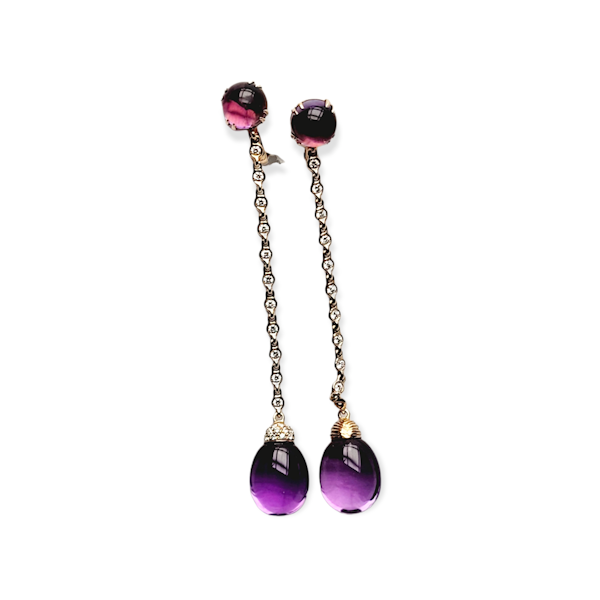 Juicy Amethyst and diamond long drop earrings SKU: 5794 DBGEMS - image 1
