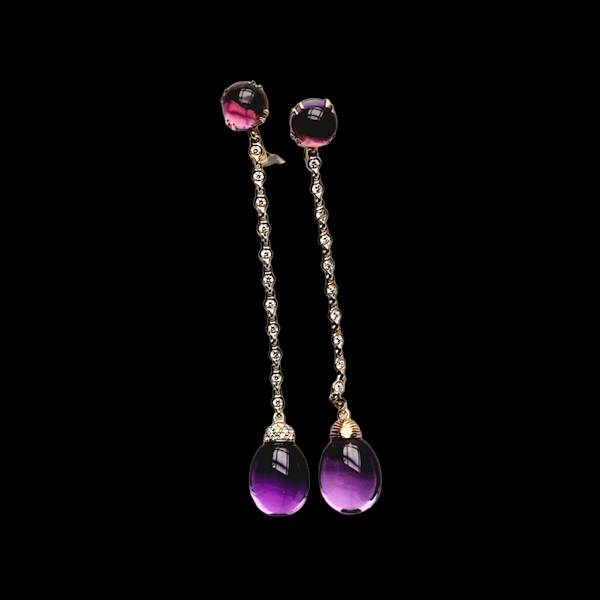 Juicy Amethyst and diamond long drop earrings SKU: 5794 DBGEMS - image 2