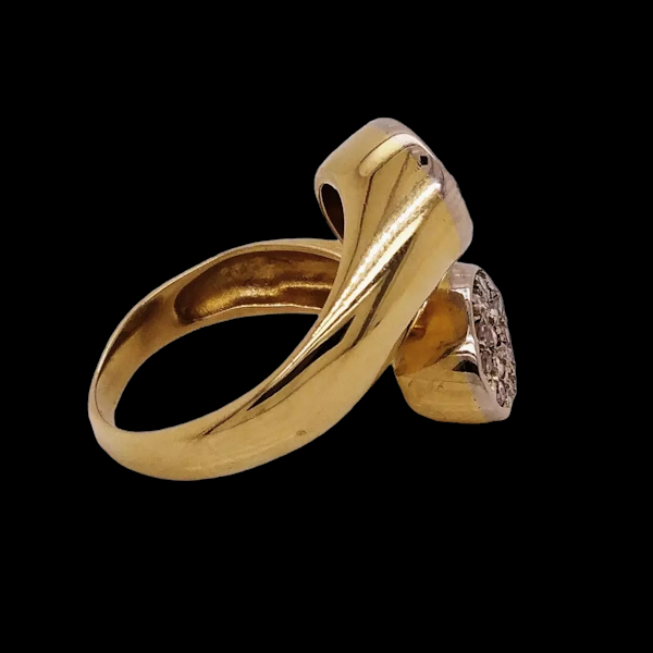 Vintage 70's stylish wraparound diamond ring - image 4