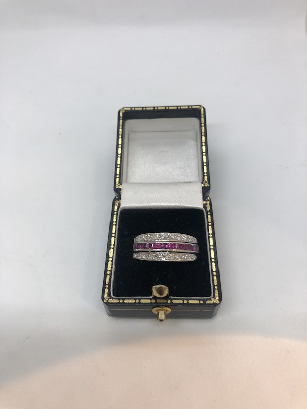 Swivel diamond sapphire ruby platinum ring - image 3