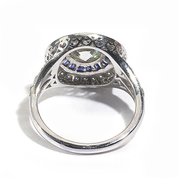 Modern Art Deco Style Sapphire, Diamond and Platinum Target Cluster Ring, 0.90 Carats - image 3