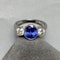 Sapphire Diamond Three Stone Ring in Platinum date circa 1960, SHAPIRO & Co since 1979 - image 1