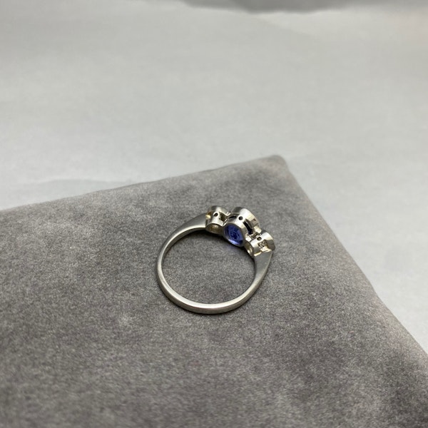 Sapphire Diamond Three Stone Ring in Platinum date circa 1960, SHAPIRO & Co since 1979 - image 3