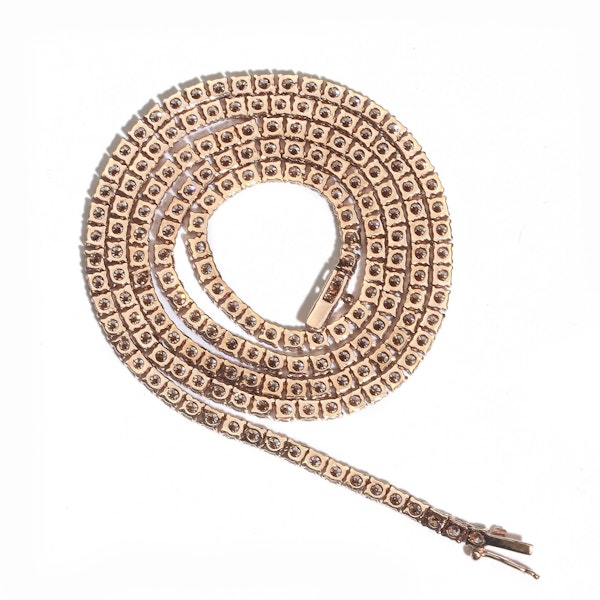 Modern Diamond And Rose Gold Tennis Necklace, 16.01 Carats - image 3