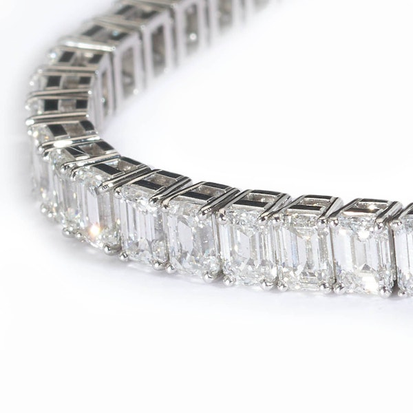 Modern Emerald Cut Diamond And Platinum Tennis Bracelet, 16.56ct - image 2