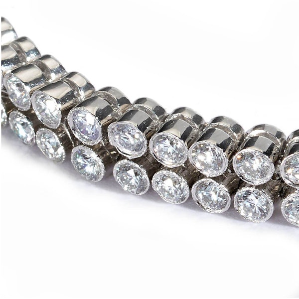 Modern Diamond And Platinum Two Row Bracelet, 8.59ct - image 2