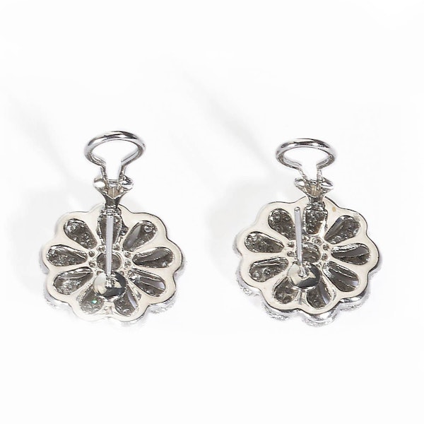 Modern Diamond And Platinum Flower Earrings, 4.53ct - image 3