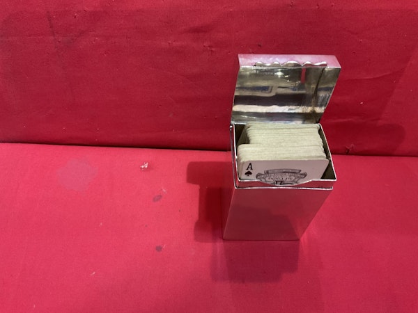 A silver card box with playing cards - image 4