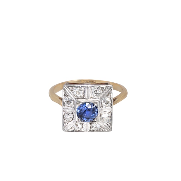 An Art Deco Sapphire Diamond Ring - image 1
