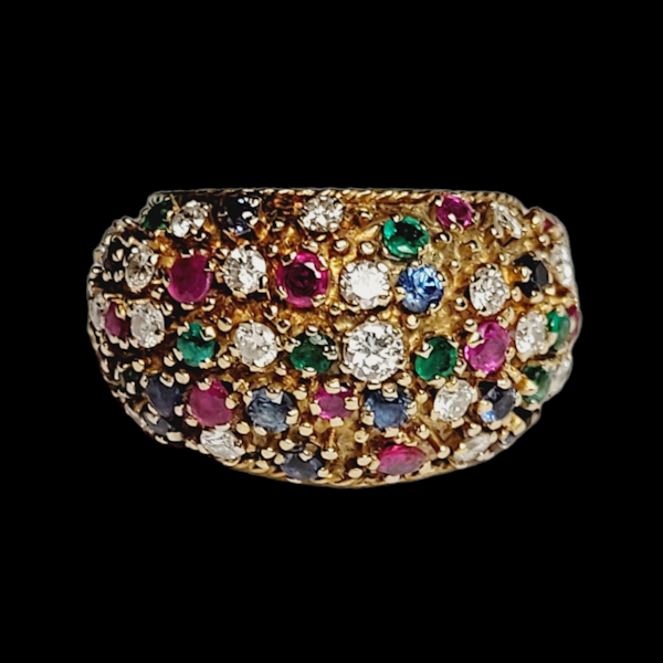 Sapphire emerald Ruby and diamond bombe ring SKU: 5830 DBGEMS - image 1