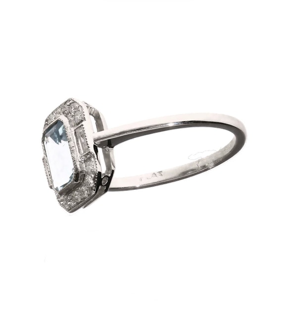 An Aquamarine Diamond Platinum Ring - image 2