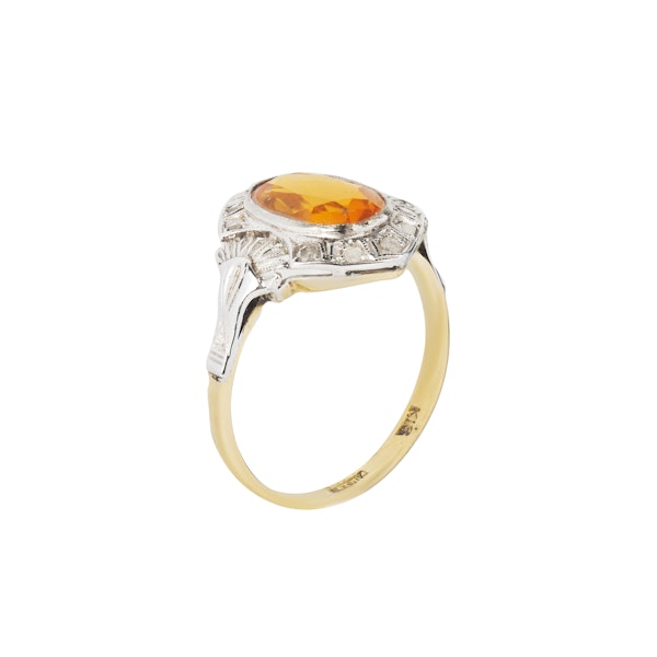 A Fire Opal Diamond Gold Ring - image 2