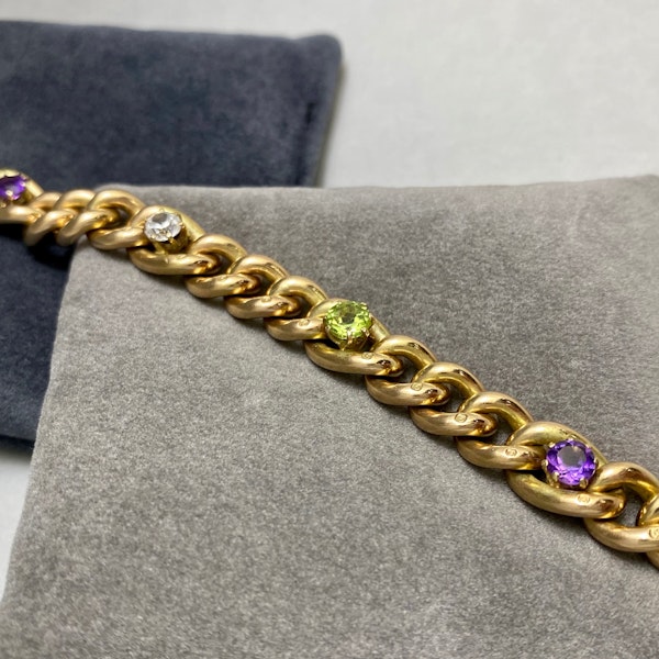 Amethyst, Peridot, White Sapphire Bracelet in 9ct Gold date circa 1950, Lilly's Attic since 2001 - image 1