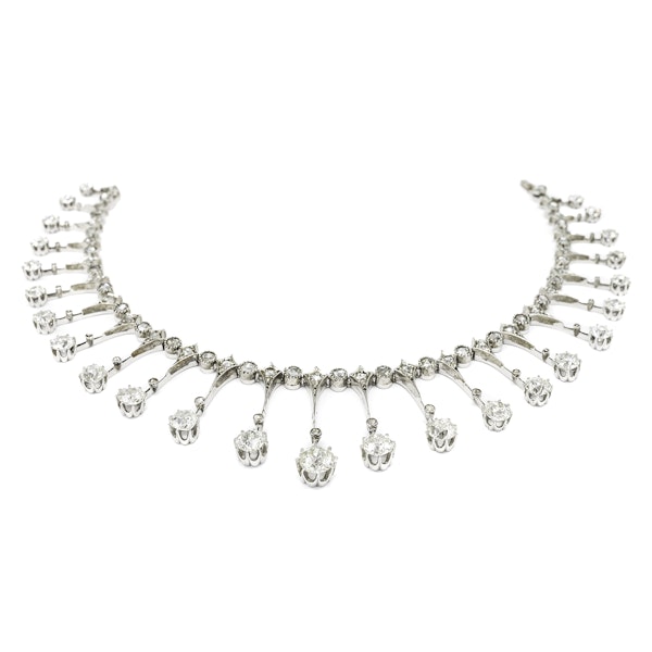 Antique Diamond Fringe Tiara Necklace, Silver Upon Gold, Circa 1910 - image 6