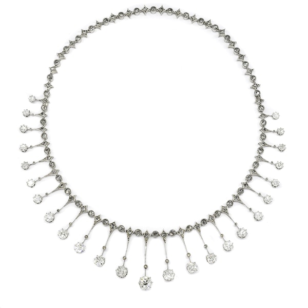 Antique Diamond Fringe Tiara Necklace, Silver Upon Gold, Circa 1910 - image 12