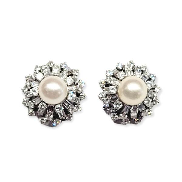 Style pearl and baguette diamond earrings SKU: 5858 DBGEMS - image 2