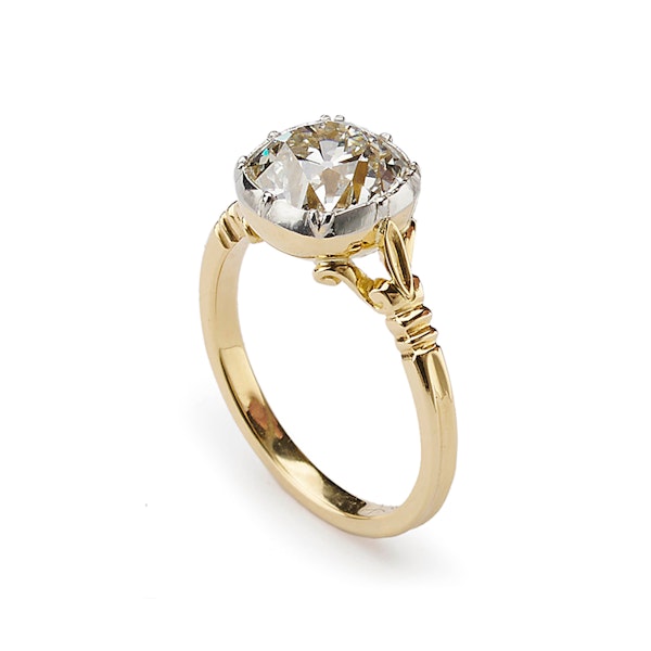 New Georgian Style Old Cut Diamond Gold and Platinum Solitaire Ring, 2.72ct - image 6