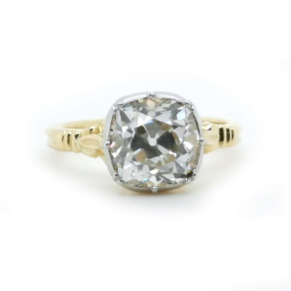 New Georgian Style Old Cut Diamond Gold and Platinum Solitaire Ring, 2.72ct - image 4