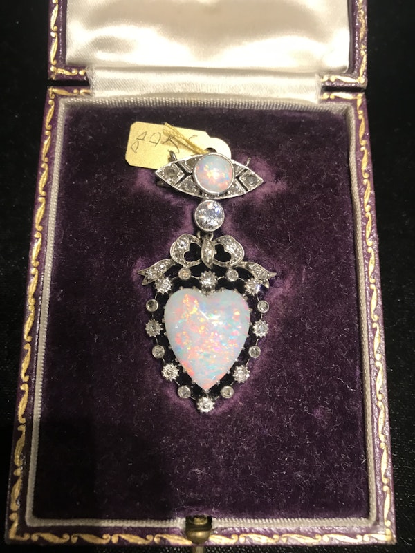 Victorian Opal and Diamond Pendant Victorian - image 1