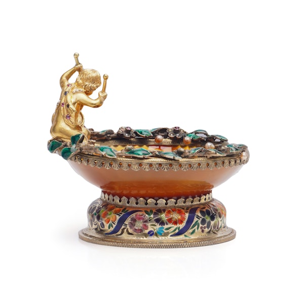 Antique Austrian silver gilt and agate dish - image 3