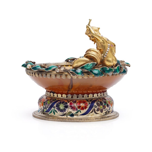 Antique Austrian silver gilt and agate dish - image 4