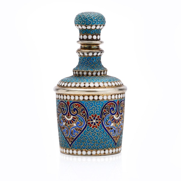Russian silver gilt and cloisonné enamel perfume bottle, Moscow, 1895 - image 2