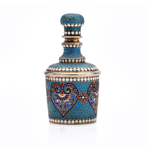 Russian silver gilt and cloisonné enamel perfume bottle, Moscow, 1895 - image 4