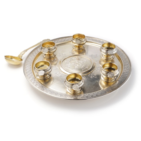 Russian silver gild Punch set by Khlebnikov, Moscow 1878 - image 2