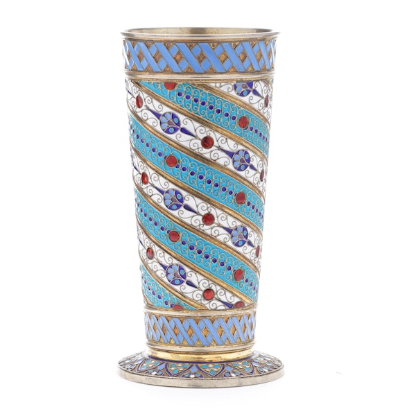 Russian silver gild and cloisonné enamel vase, Moscow 1895 - image 6
