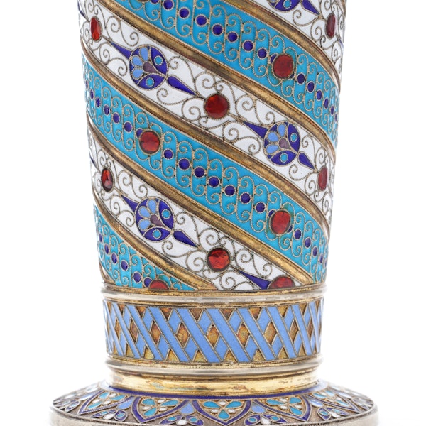 Russian silver gild and cloisonné enamel vase, Moscow 1895 - image 3
